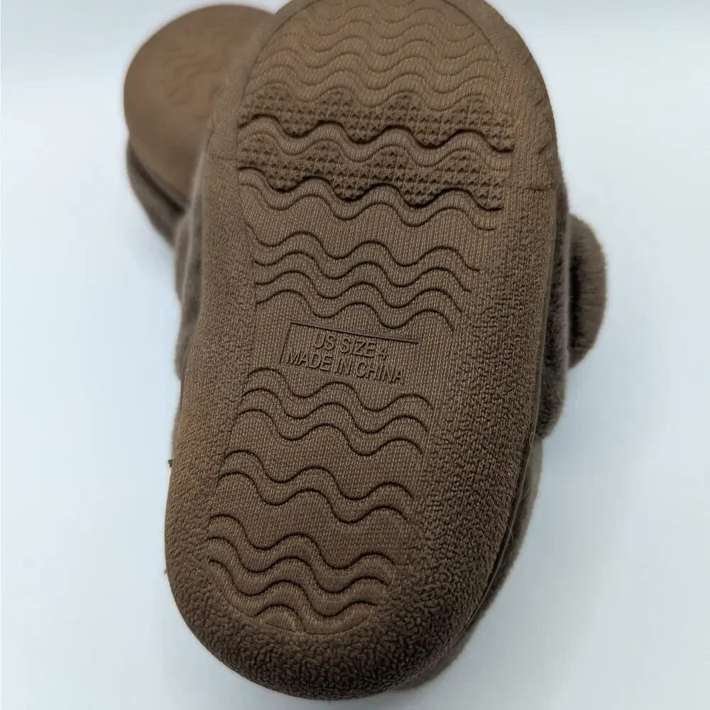 Brown Monkey Face with Ears Hard-Soled Toddler Slippers Size 4